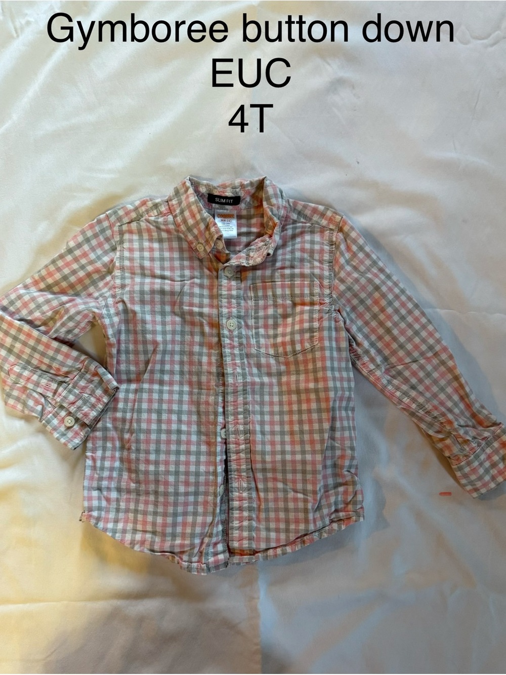 Gymboree Pink, Green & White Plaid Button-Down Shirt